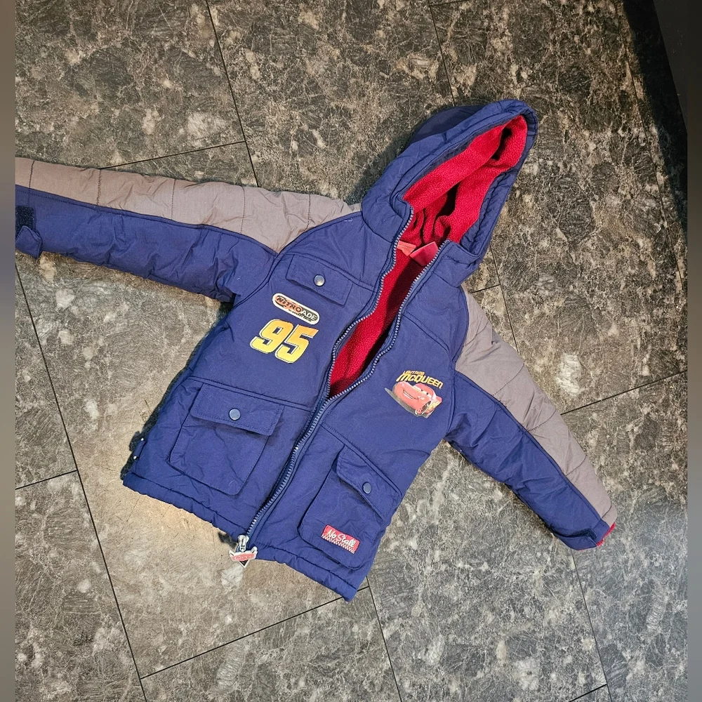Y2k Disney Cars Lightening McQueen Boys 3t Heavy Jacket‎ Coat Fleece Lined Nitro